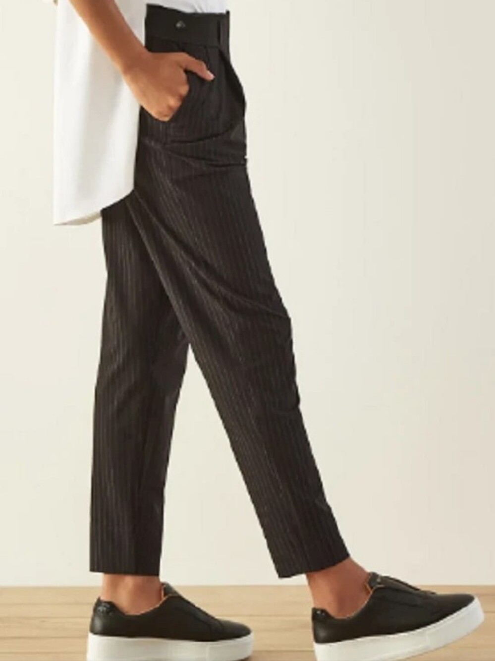 ADAY Turn It Up Tapered Pants In Black Pinstripe Size Small